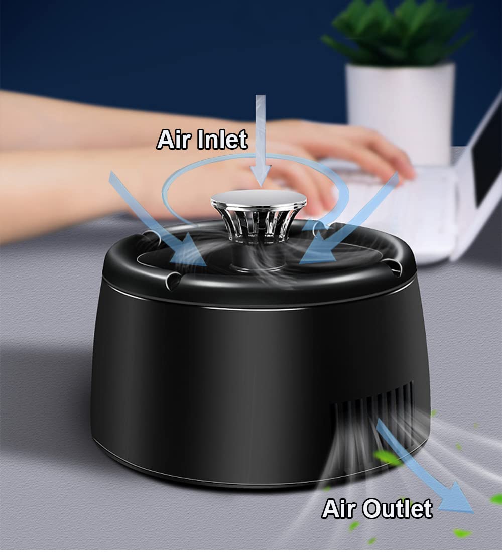 2 in 1 Multifunctional Smokeless Ashtray USB Rechargeable Ash Tray Electronic Ashtray Best for Home Office or Car (Black)