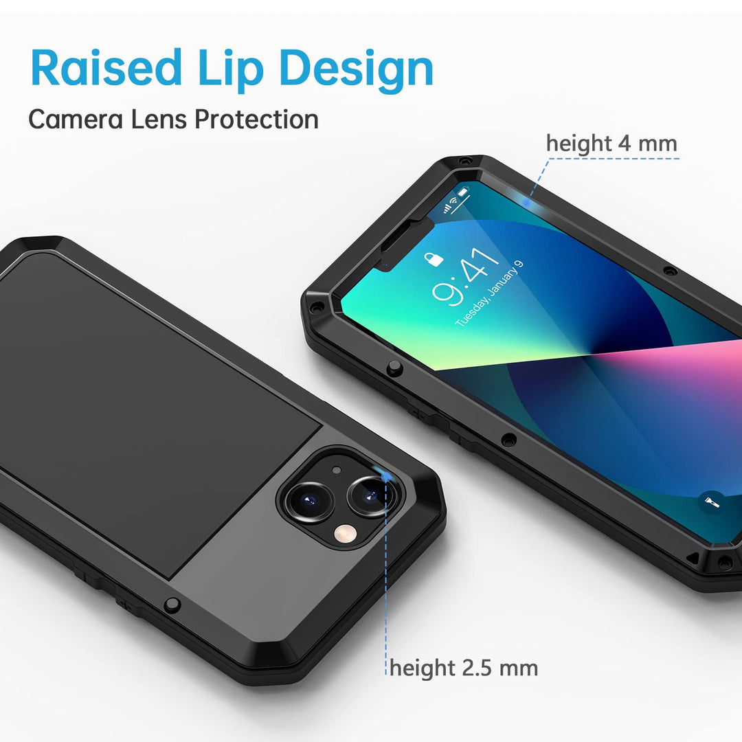 Lanhiem for iPhone 13 Metal Case, Heavy Duty Shockproof