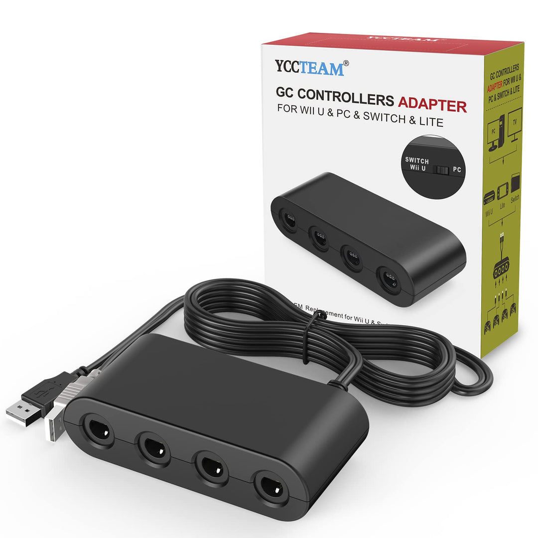 Controller Adapter for Gamecube, Compatible with Nintendo Switch, Super Smash Bros Switch Gamecube Adapter for WII U/PC with 4 Port