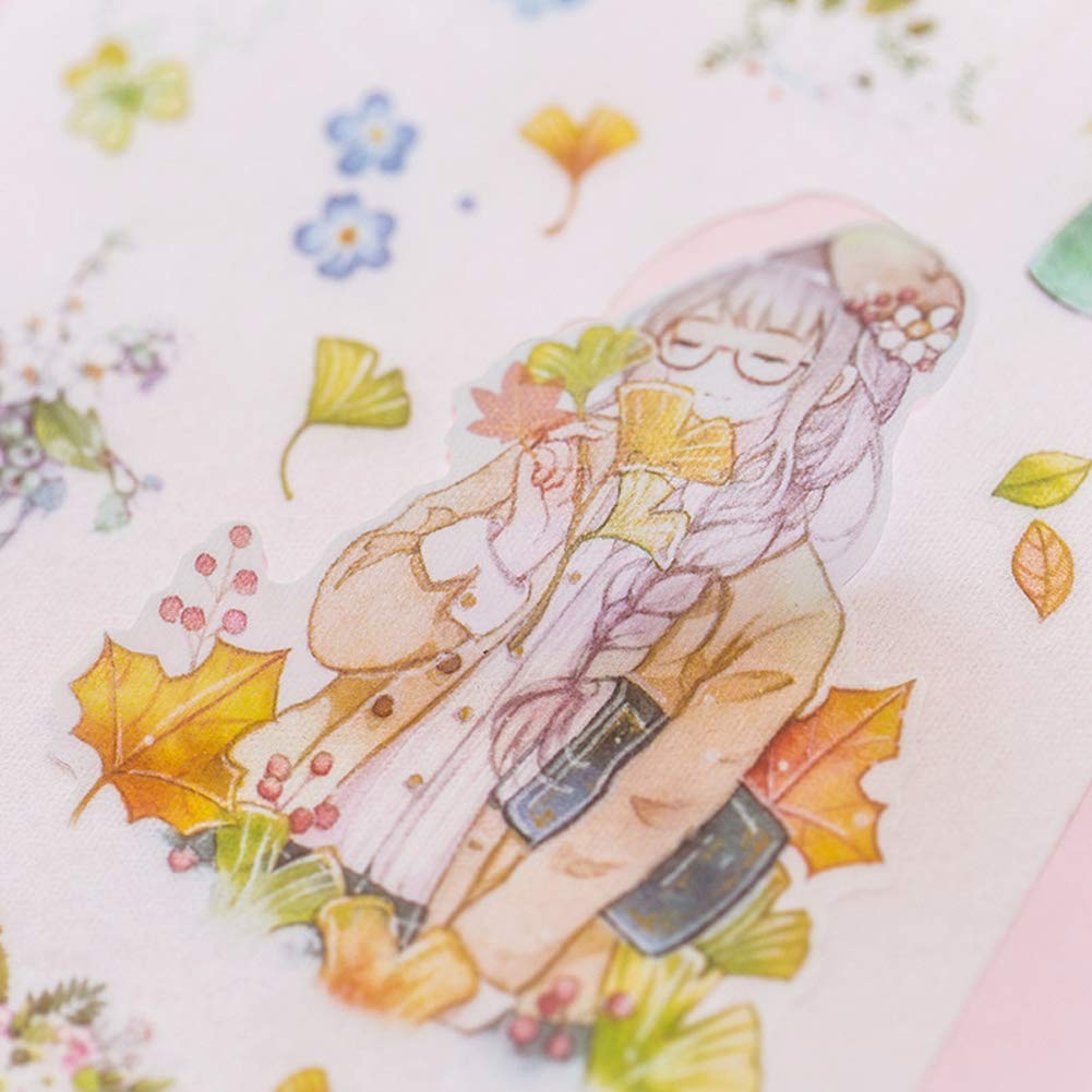 Kawaii Gardening Fairy Girl Floral Sticker Set Cute Animal Rabbit Deer Stationery Stickers Diary Book DIY Craft Arts Scrapbooking Travel Journal Planner Decorative Label Art Journaling Supplies
