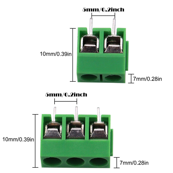/60pcs 2 Pin &amp; 3 Pin 5mm/0.2inch Pitch PCB Mount Screw Terminal Block Connector (Can be spliced) TN-T03G