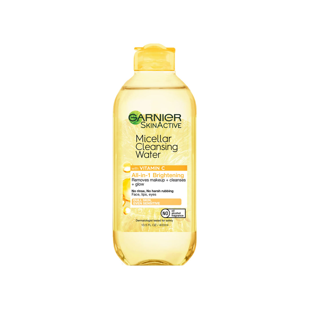 SkinActive Micellar Cleansing Water with, to Cleanse Skin, Remove Makeup, and Brighten Dull Skin, 1 Count, Vitamin C, 13.5 Ounce