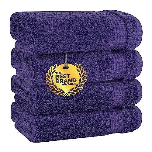 Hand Towels for Bathroom, 100% Cotton Turkish 4 Piece Hand Towel Set, Soft Absorbent Face Towels Clearance Set, Purple Hand Towels