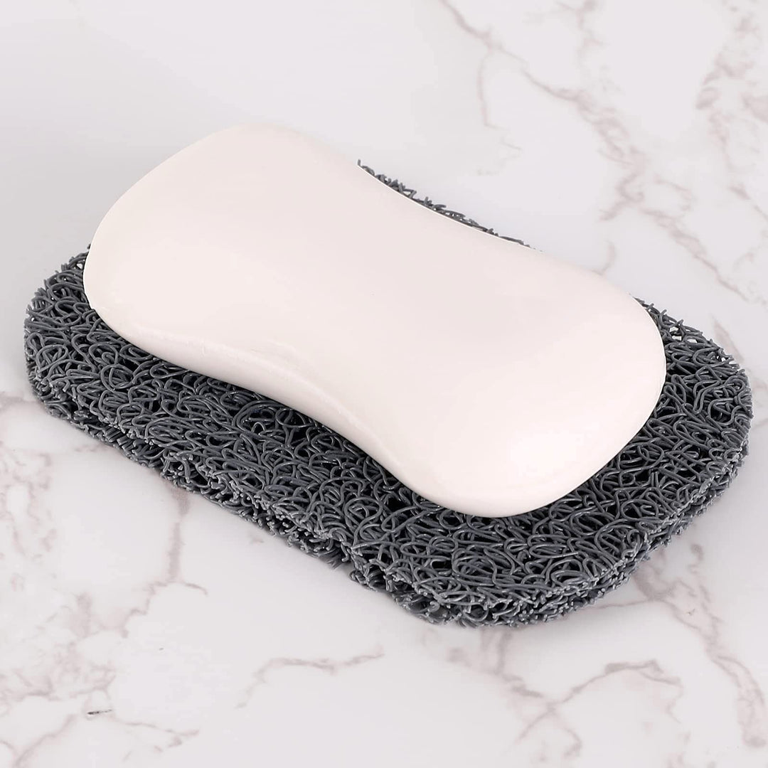 Soap Saver Pads, Non-Slip Soap Holder Pad, Self Draining Soap Bar Holder Pads, Soap Saver Dish for Shower Kitchen Bathroom Travel Hotel Cleaning Supplies (Gray, 4)