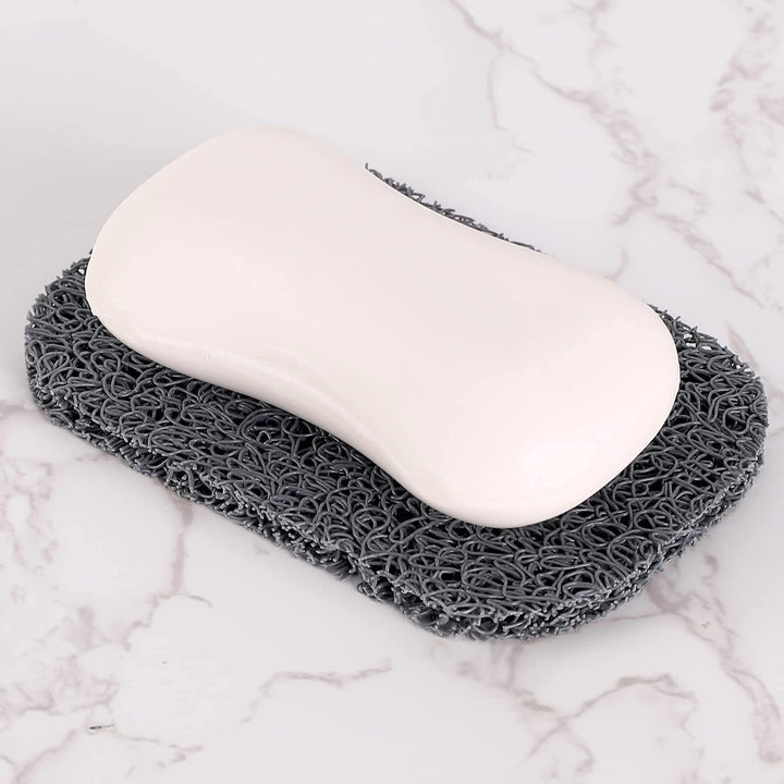 Soap Saver Pads, Non-Slip Soap Holder Pad, Self Draining Soap Bar Holder Pads, Soap Saver Dish for Shower Kitchen Bathroom Travel Hotel Cleaning Supplies (Gray, 4)