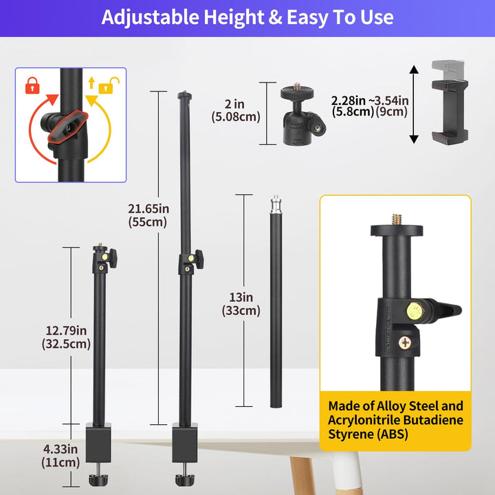 Overhead Camera Mount Webcam Stand, Camera Desk Mount w