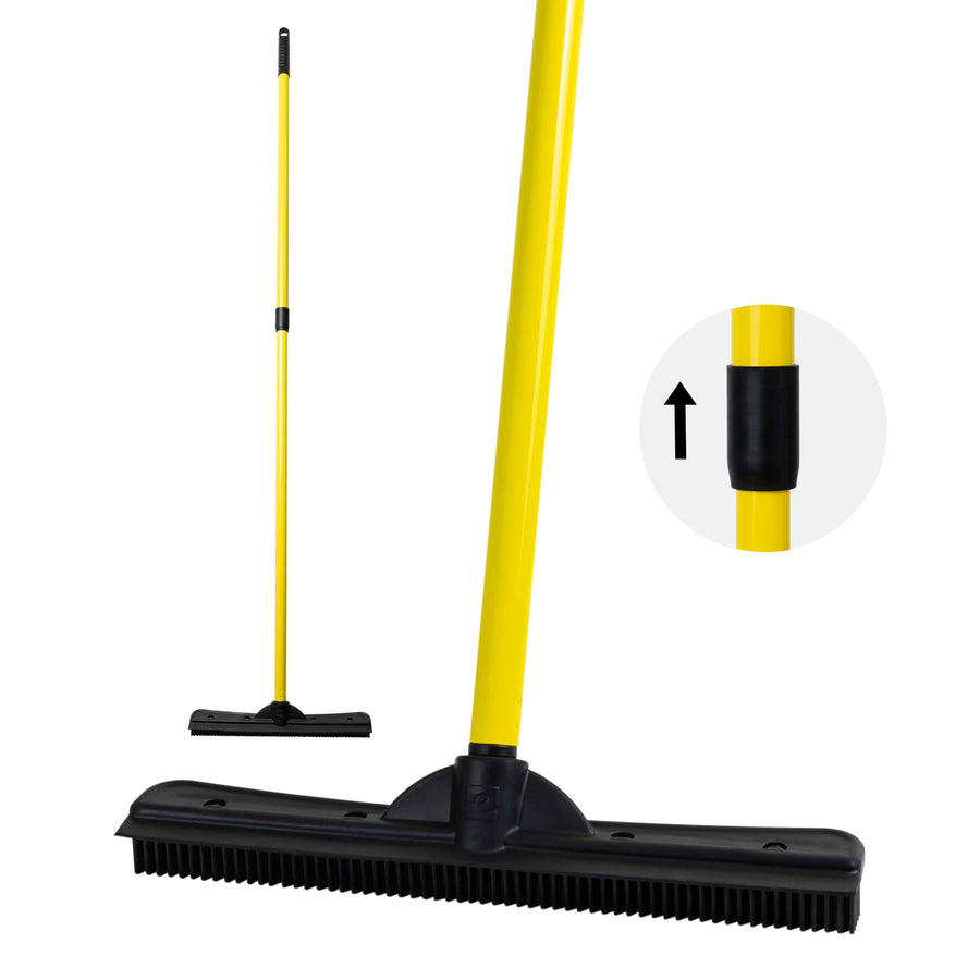 Original Pet Hair Rubber Broom with Squeegee, with 58 Telescopic Handle for Carpet, Tile and Hardwood