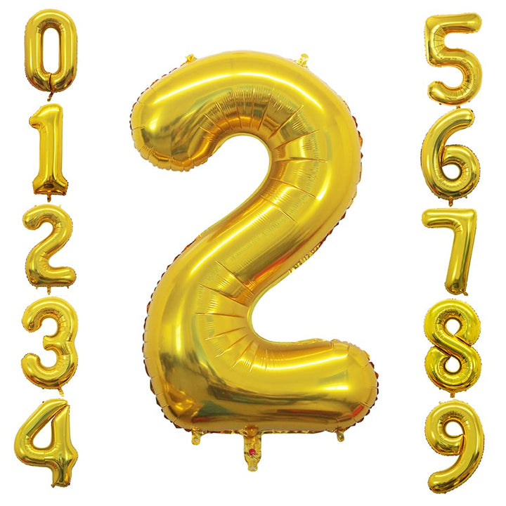 2 Pcs 42 Inch Gold Foil Balloons Number 2 ,Number Balloons for Party