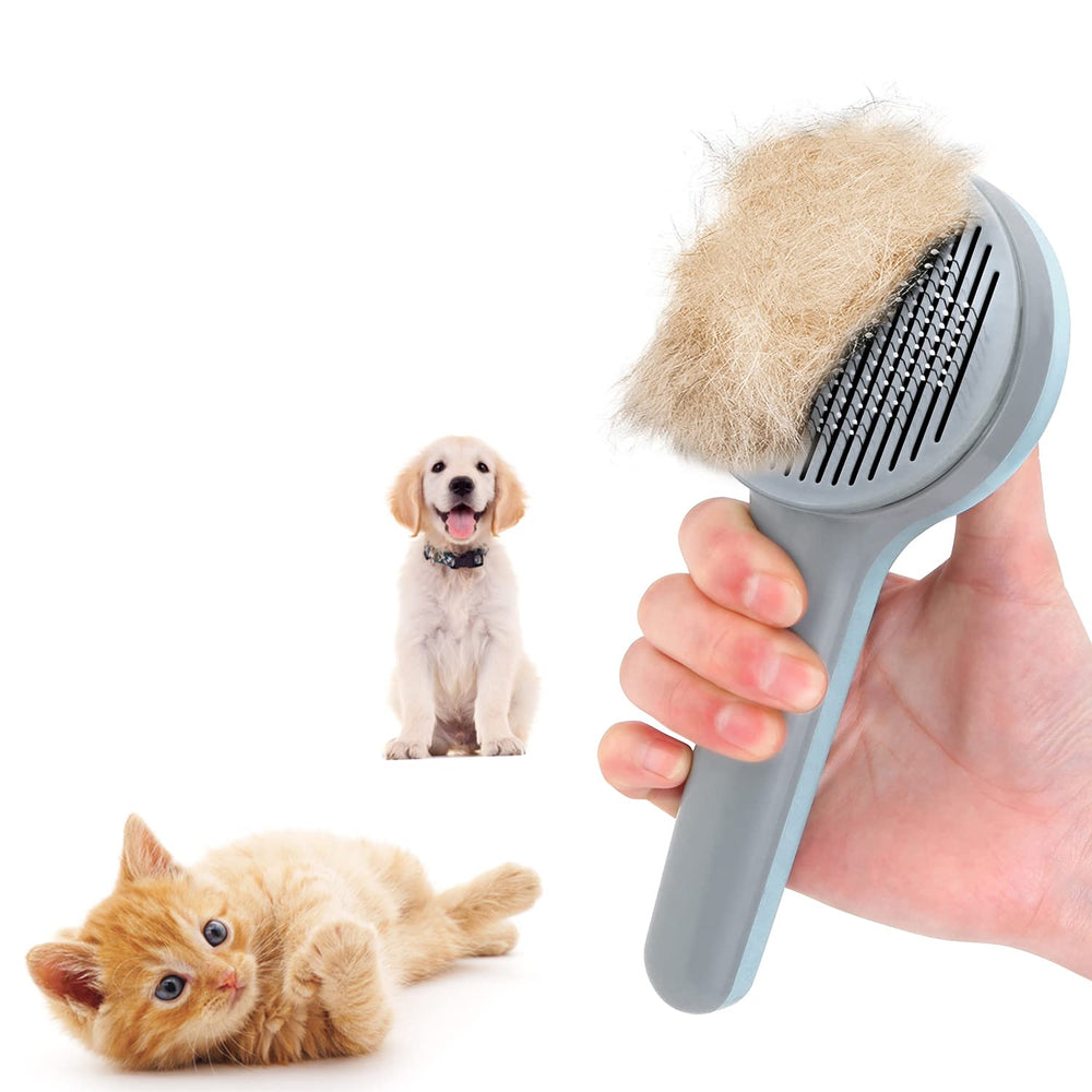 Cat Grooming Brush, Cat Brushes Pets Self Cleaning Slicker Brush for Shedding Removes Loose Undercoat Pet Comb for Pet Massage-Self Cleaning
