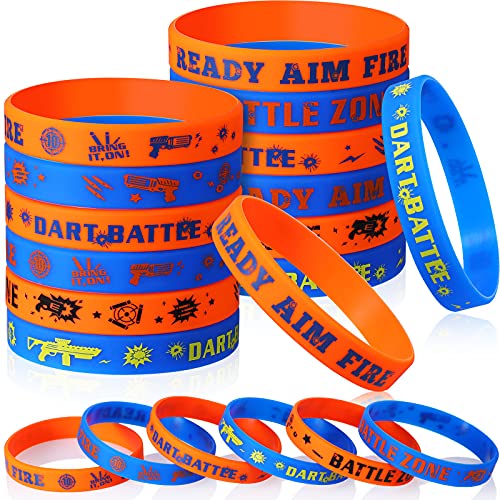 36 pcs Dart Battle Party Favor Dart Gun Themed Birthday Party Silicone Rubber Bracelet Wristbands Wars Gun Birthday Party Favor