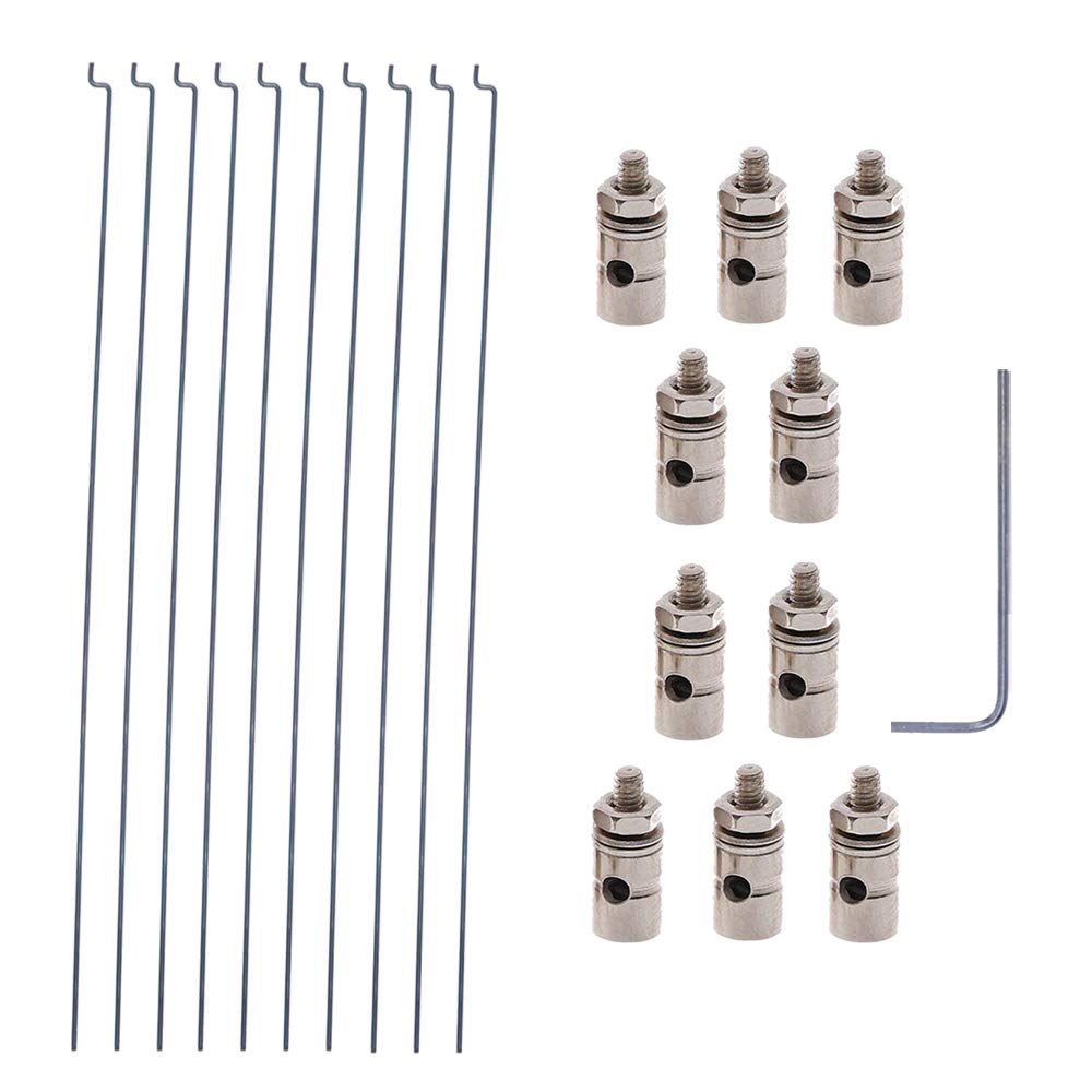 20PCs Adjustable Pushrod Connector Linkage Stopper DIA 1.3mm and 1.2 x 200mm/7.8Inch Steel Z Push Rods DIY Parts for RC Airplane Model Aircraft Boat