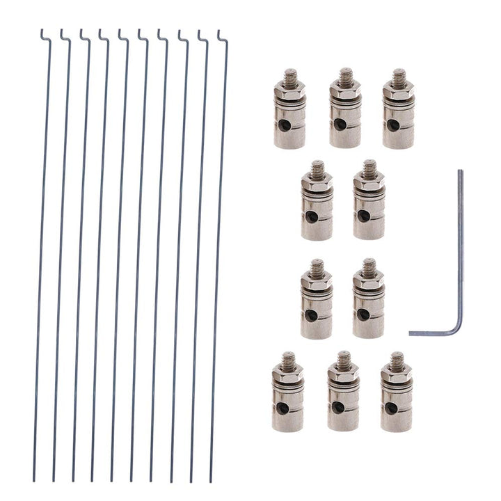 20PCs Adjustable Pushrod Connector Linkage Stopper DIA 1.3mm and 1.2 x 200mm/7.8Inch Steel Z Push Rods DIY Parts for RC Airplane Model Aircraft Boat