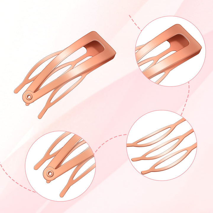 32 Pieces Snap Hair Clips Double Grip Hair Clips Metal Snap Clips for Hair Snap Hair Barrettes for Women (Black, Rose Gold, Gold, Gun Black)