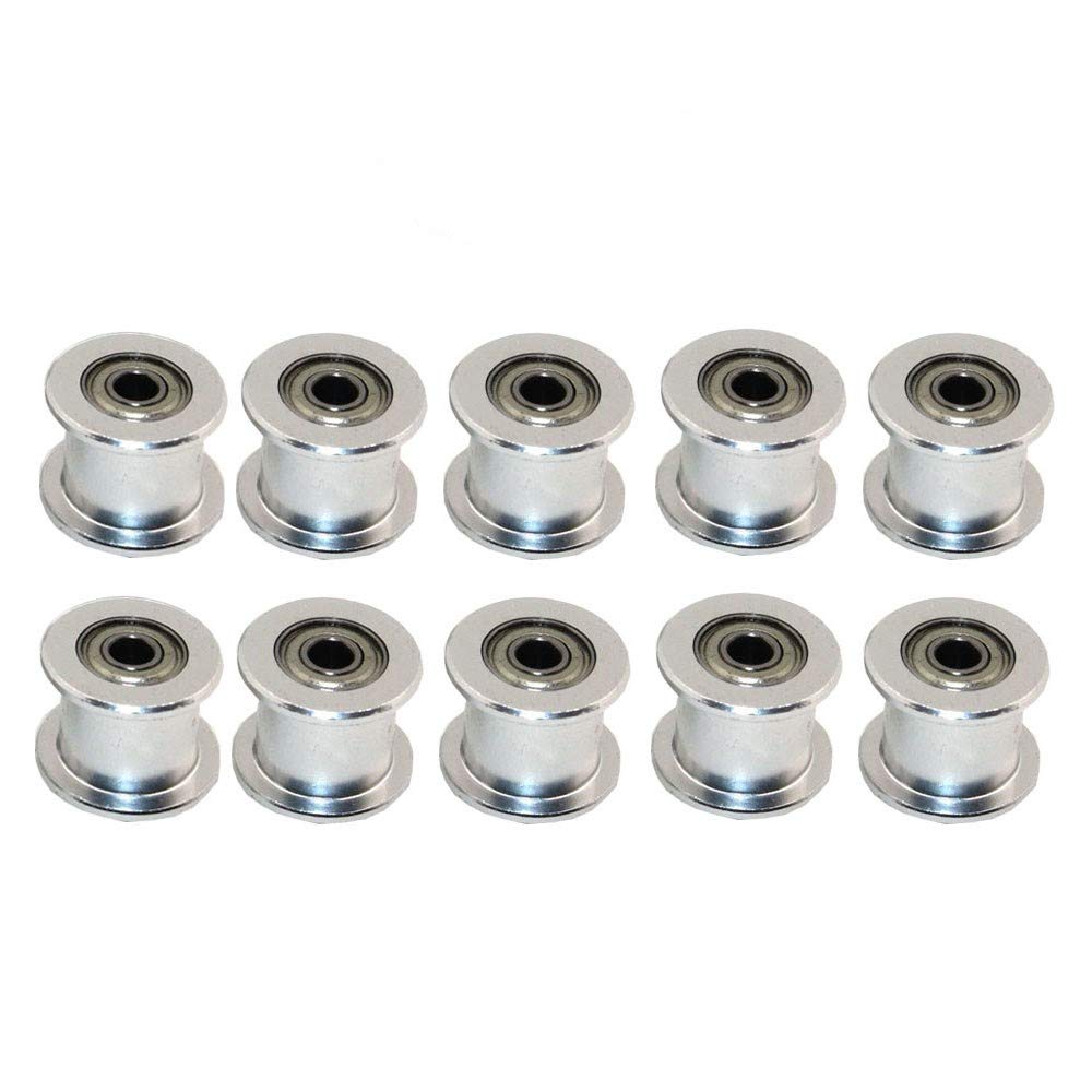 GT2 16 Toothless Bore 3mm Aluminum Timing Belt Idler Pulley for 6mm Width Timing Belt 3D Printers (10pcs)