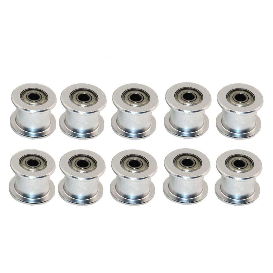GT2 16 Toothless Bore 3mm Aluminum Timing Belt Idler Pulley for 6mm Width Timing Belt 3D Printers (10pcs)