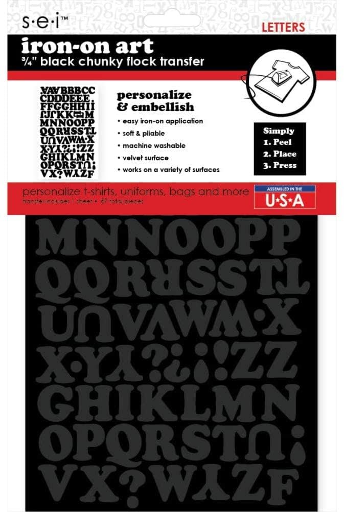 SEI-3/4-Inch Chunky Letter Iron on Transfer, Black, 1 S