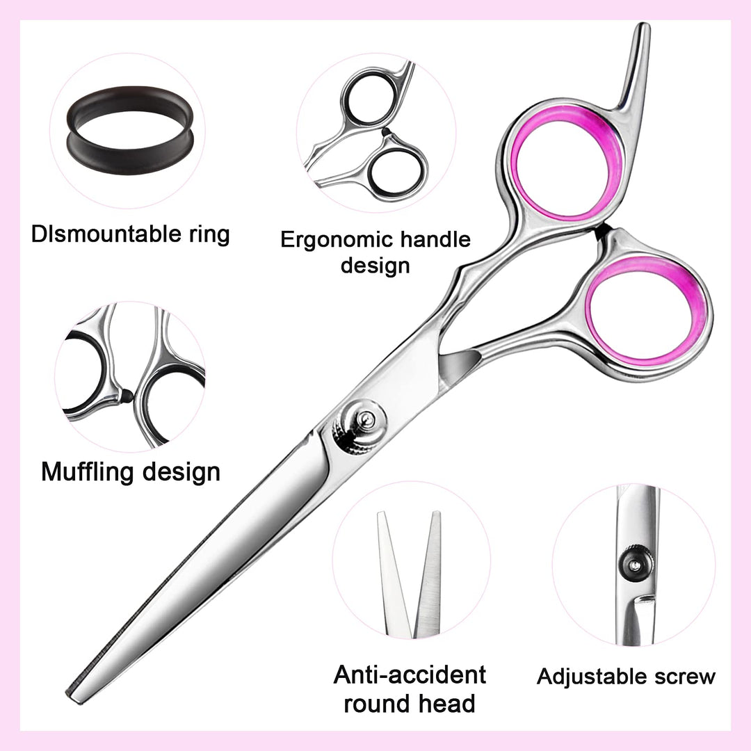 Hair Cutting Scissors Thinning Shears- Professional Barber Sharp Hair Scissors Hairdressing Shears Kit with Haircut Accessories in Leather Case for Cutting Styling Hair for Women Men Pet