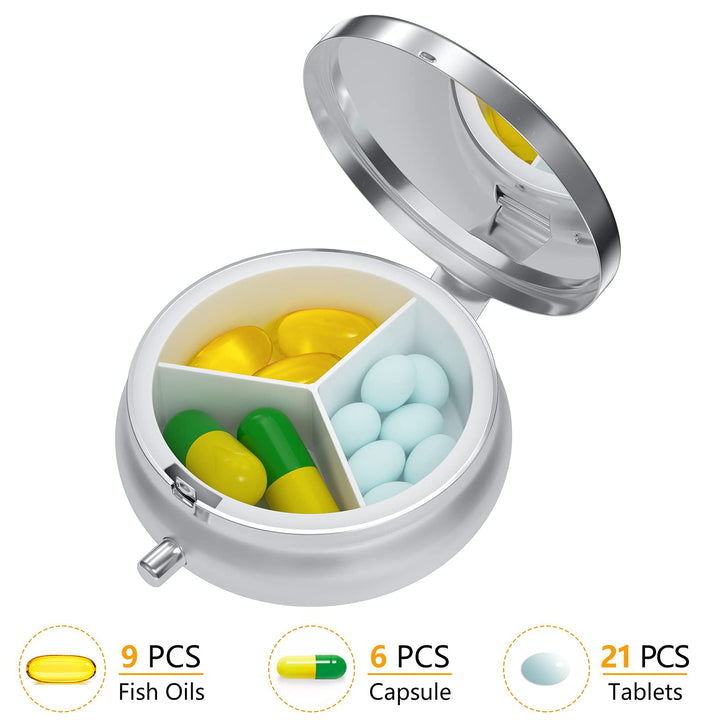 Nipichsha Pill Box, Small Pill Case for Purse & Pocket, Cute Medicine Organizer Travel Pillbox, Portable Pill Container Holder to Hold Vitamins, Medication, Fish Oil and Supplements, Pink Marble