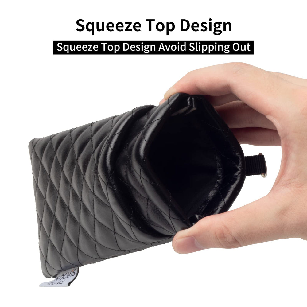 Double Eyeglasses Pouch Large Squeeze Top Microfiber Soft Glasses Case For Women With Cleaning Cloth