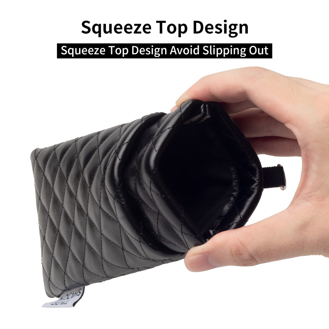 Double Eyeglasses Pouch Large Squeeze Top Microfiber Soft Glasses Case For Women With Cleaning Cloth