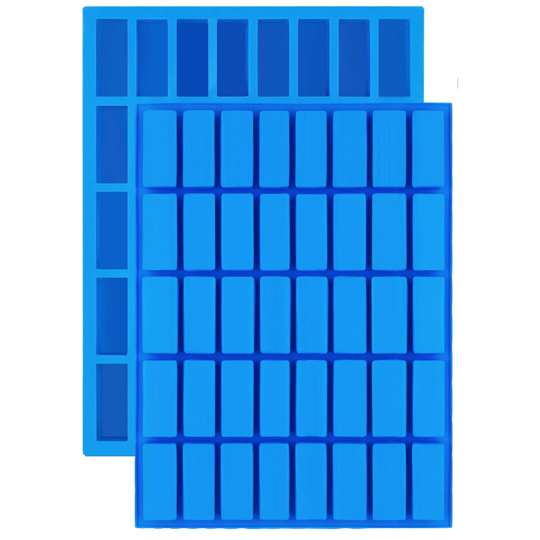 2 pack 40 Cavity Narrow Rectangle Silicone Caramel Candy Molds Chocolate Bar Mold for Truffles, Ganache, Jelly, Praline, Brownie, Butter, Ice Cube Tray