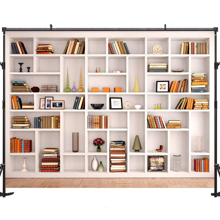 Maijoeyy 7x5ft White Bookshelf Backdrop Bookcase Backdr