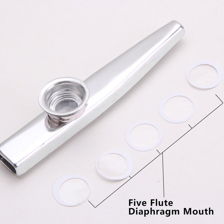 Kazoo Silver Aluminum Alloy with Five Membrane Flute Diaphragm Mouth Kazoos Musical Instruments