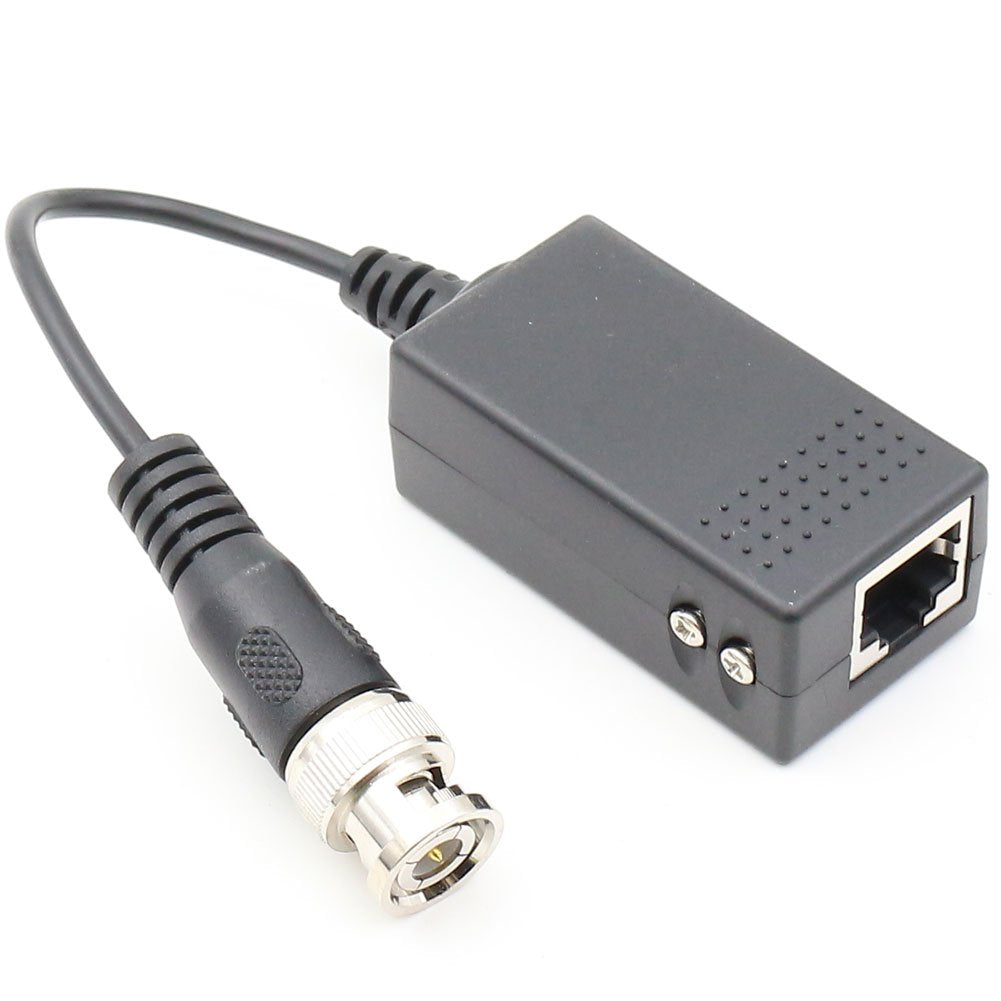 Passive Video Balun with Power BNC to RJ45 Adapter Cat5 / Cat6 Cable to BNC Male Network Transceiver for CCTV Security Surveillance Camera 1 Pair