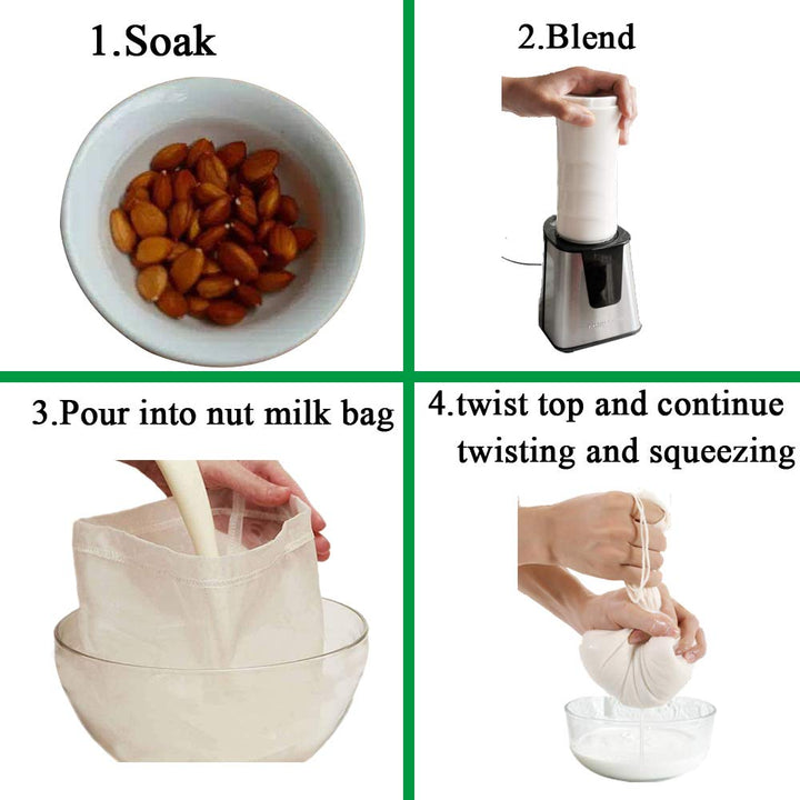 Nut Milk Bag, Pro Quality Multiple Usage Reusable Food Strainer, Cold Brew Coffee Bag Cheese Cloth, Ultra Fine Nylon Mesh Food Grade for Almond/Soy Milk, Juice, Coffee, Tea, 12x12