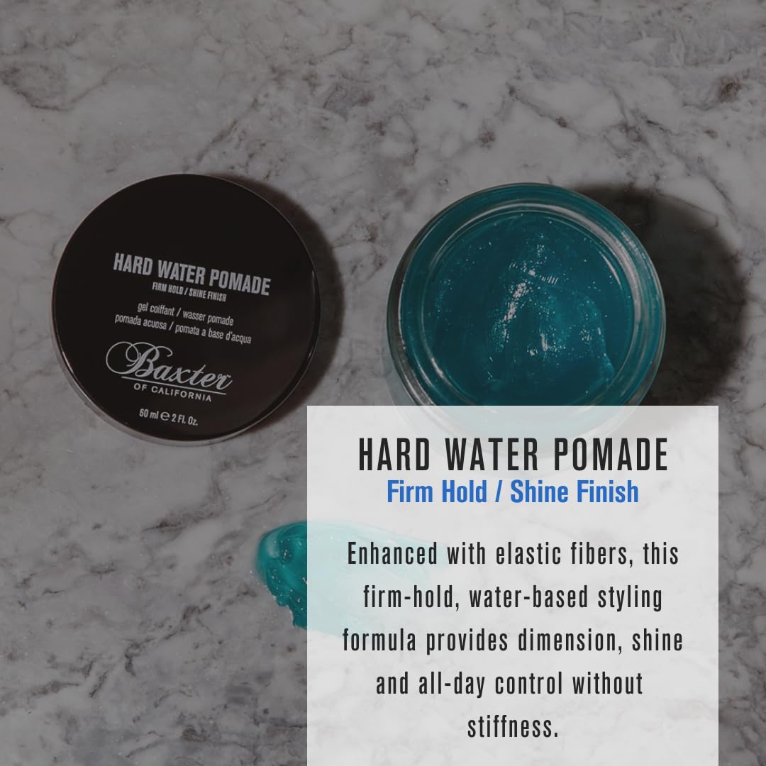 Hard Water Pomade for Men | Shine Finish | Firm Hold | Hair Pomade | 2 fl. oz.