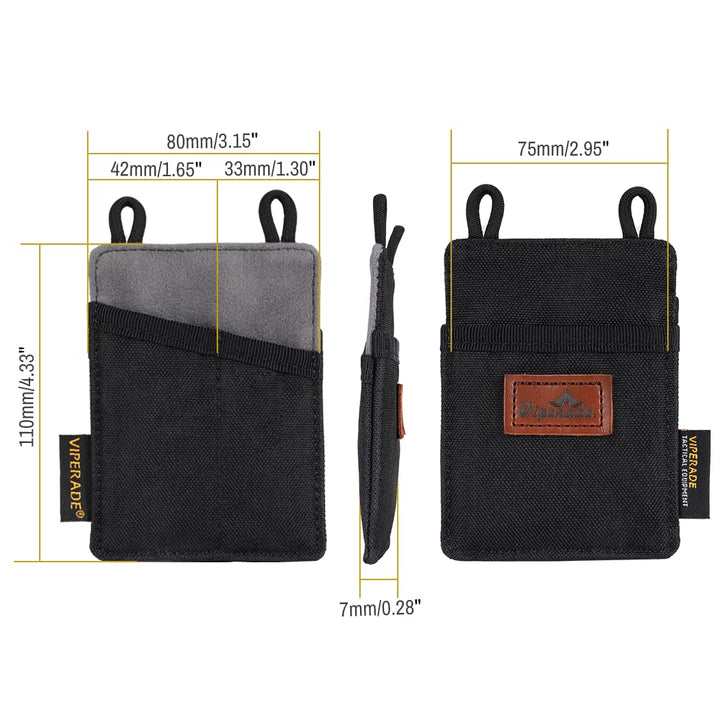 VE8 Tool Pouch, Slim EDC Organizer, Nylon EDC Pouch with 3 Tool Storage Pocket, Men Pocket Organizer for Daily Carry (Small-Black)