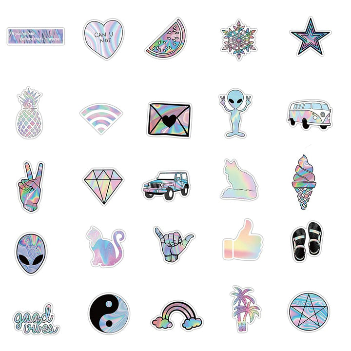 VSCO Stickers for Water Bottles, 50Pcs Waterproof Vinyl Stickers Pack for Hydro Flask, Laptop, Computer, Skateboard, Luggage, Phone, Trendy Cute Aesthetic Stickers for Teen Girls