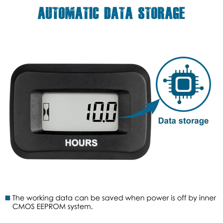 Digital Hour Meter,DC 5V to 60V for Riding Lawn Mower Tractor Golf Cart Forklift RV Motorhome Milling Machine etc. (1)