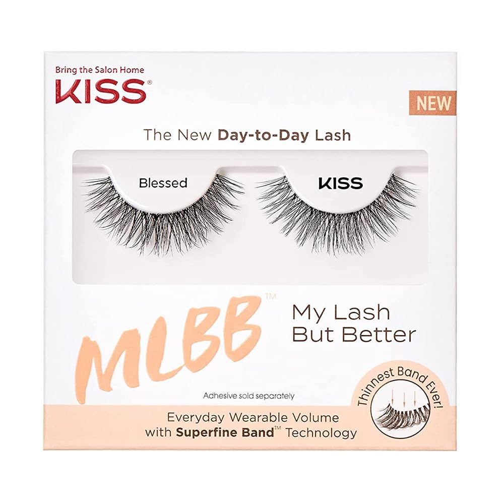 MLBB My Lash But Better False Eyelashes, Everyday Wearable Volume with Superfine Band Technology, Easy To Apply, Reusable, Cruelty-Free, Strip Lashes, Blessed, 1 Pair Fake Eyelashes