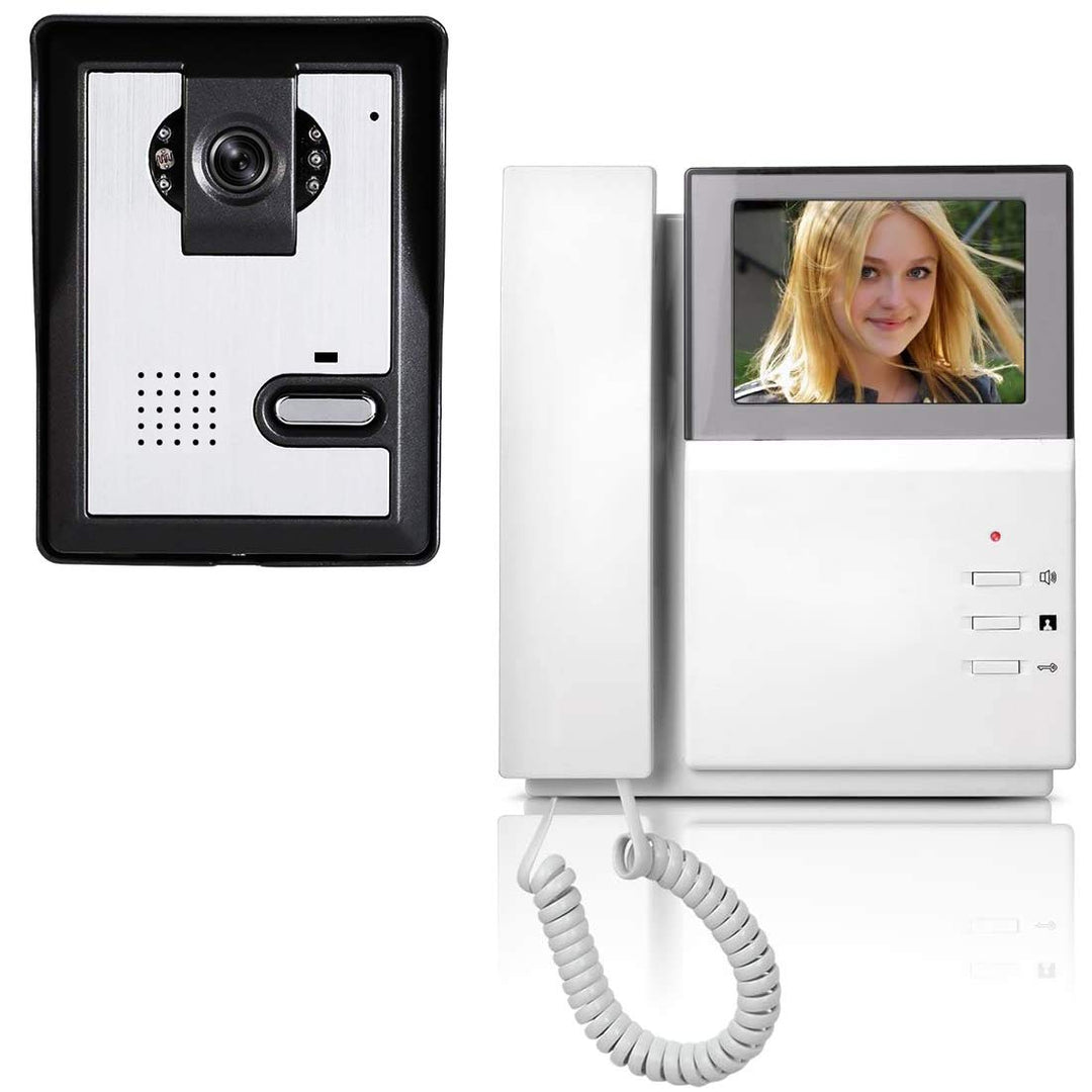Video Door Phone System, 4.3 Inches Clear LCD Monitor Wired Video Intercom Doorbell Kits, IR Night Vision Outdoor Camera Door Intercom, Doorphone Telephone Style for Home Improvement
