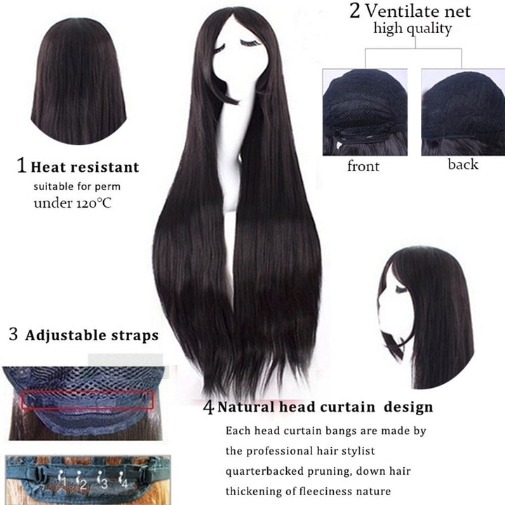 S-noilite Cosplay Wigs 40 Inch Long Straight Synthetic Costume Wig With Bangs And Cap Golden 40 Straight Golden Blonde