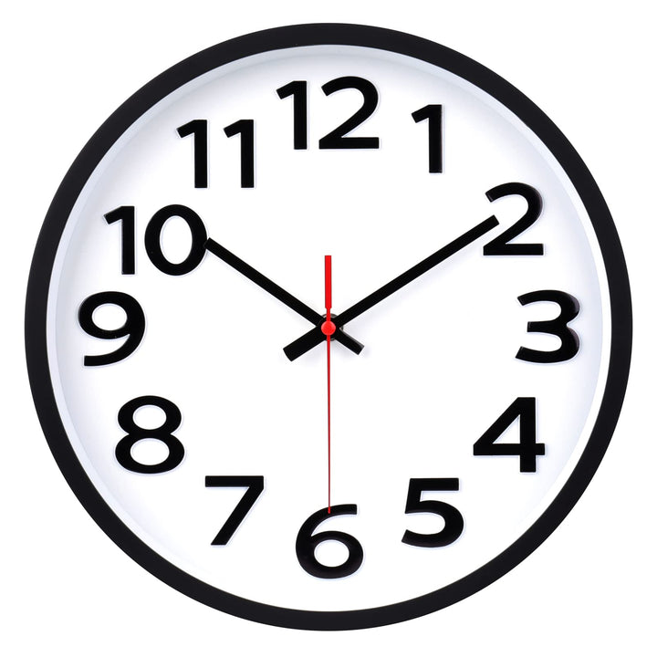Wall Clock 12 Inch Silent Non-Ticking Big Numbers Easy to Read Wall Clocks Decorative for Office School Bedroom Home