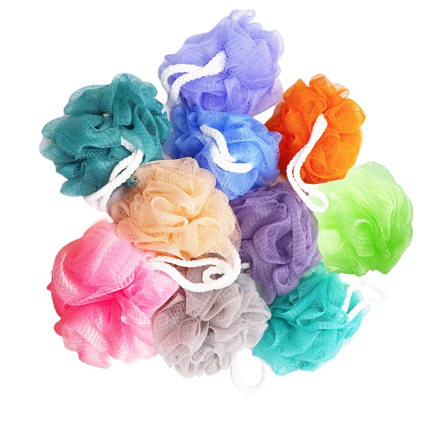10 Pack of Bath Loofah Shower,Sponge Pouf Body Scrubber Exfoliator Scrubber Ball,Mesh Bath and Shower Sponge for Kids Women Men Body Wash Bathroom