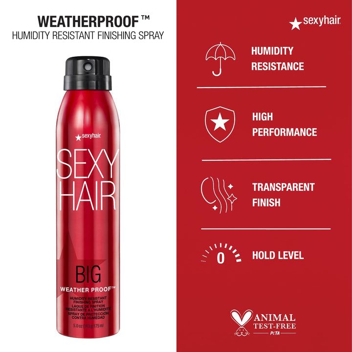 SexyHair Big Weather Proof Humidity Resistant Finishing Spray, 5 Oz | Humidity Resistance | Helps Smooth Out Frizz | All Hair Types