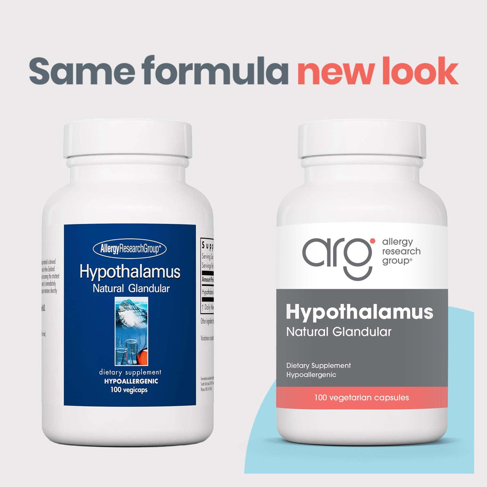 Hypothalamus Supplement - Endocrine Support, Natural Glandular, 500mg Adrenal Support, Adrenal Pituitary, Adrenal Gland Function, Bovine, Lyophilized, Vegicaps - 100 Count