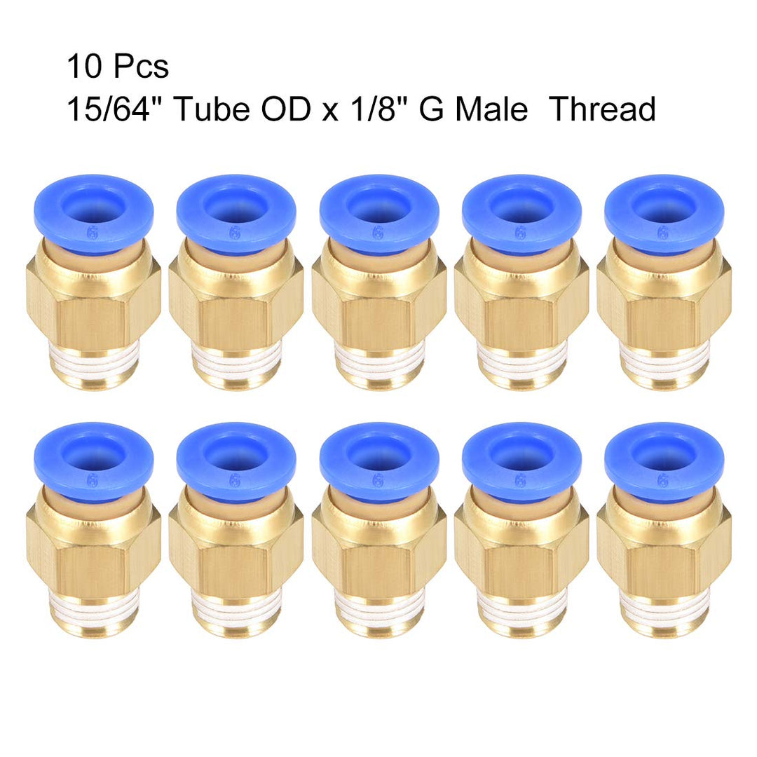 Straight Pneumatic Push to Quick Connect Fittings G1/8 Male x 6mm Tube OD 10pcs