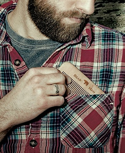 Beard and Mustache Comb - Natural Peach Wood for Men&#39;s Hair Anti-Static Traditional Barber Style