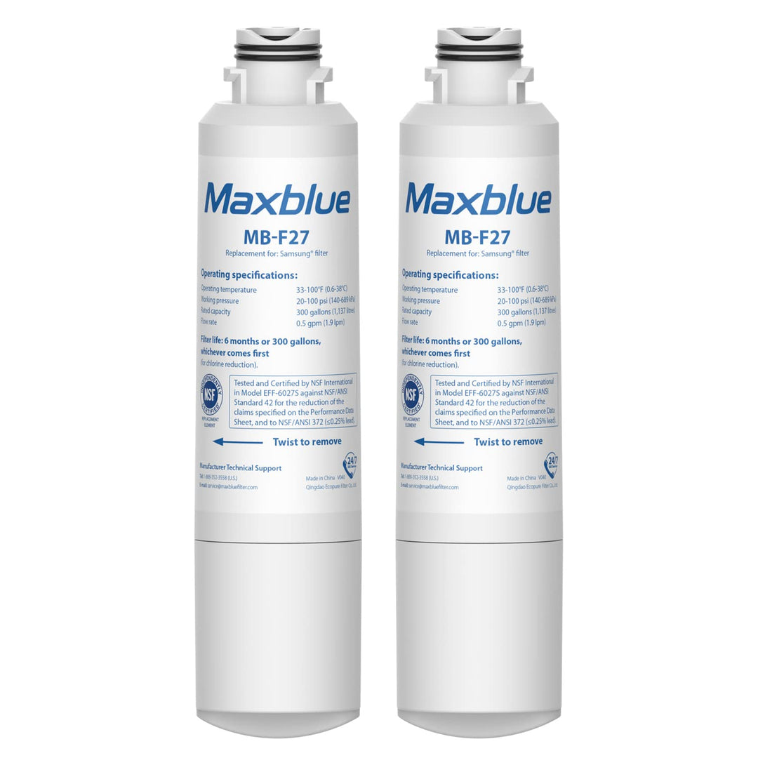 Maxblue Replacement for Samsung DA29-00020B, HAF-CIN/EXP, HAF-CIN, RF28HMEDBSR/AA, RF28K9380SR, RF263BEAESR/AA, RF28JBEDBSG, RF4287HARS, RF28HFEDTSR, DA97-08006A, Refrigerator Water Filter, 2 PACK