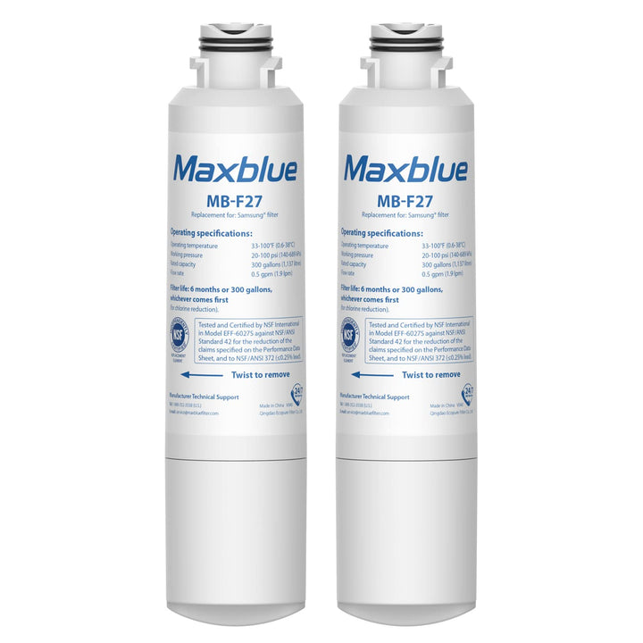 Maxblue Replacement for Samsung DA29-00020B, HAF-CIN/EXP, HAF-CIN, RF28HMEDBSR/AA, RF28K9380SR, RF263BEAESR/AA, RF28JBEDBSG, RF4287HARS, RF28HFEDTSR, DA97-08006A, Refrigerator Water Filter, 2 PACK