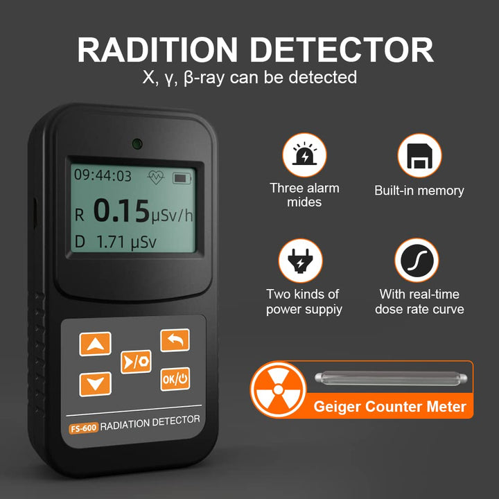 Geiger Counter Nuclear Radiation Detector, Professional High Accuracy Radioactive Detector Meter Beta Gamma X Ray Data Tester Marble Dosimeter (White)