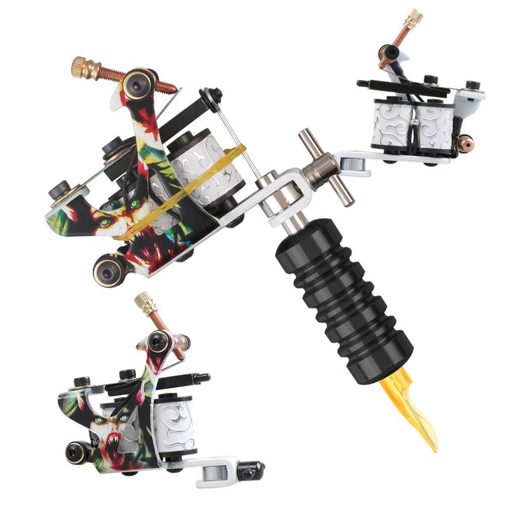 Complete Tattoo Kit 2 Machine Tattoo Gun Power Supply Needles 20 Inks L3