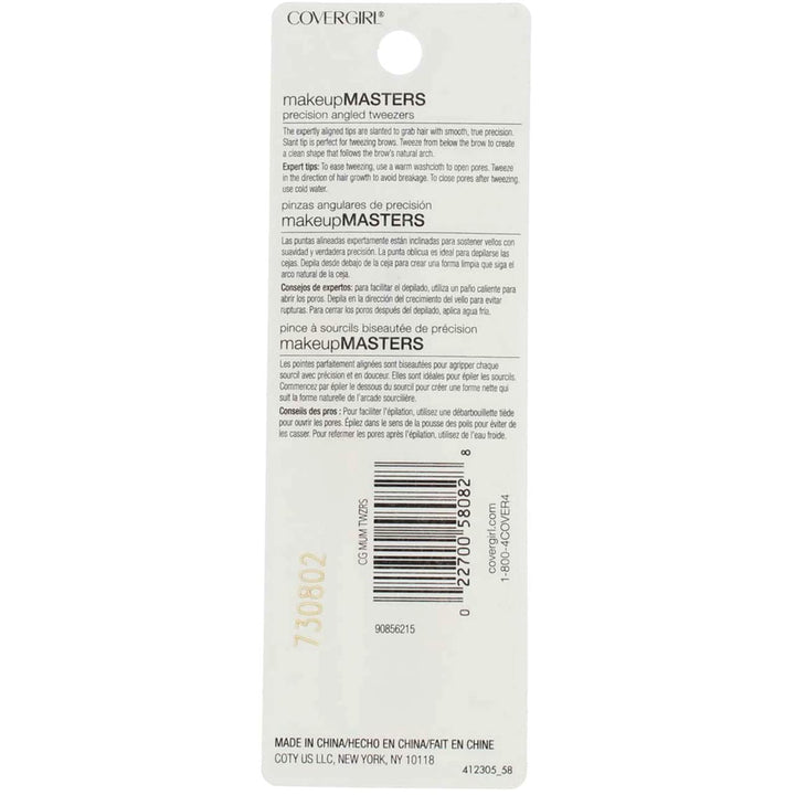 Makeup Masters Precision Angled Tweezers, 1 Count (packaging may vary)