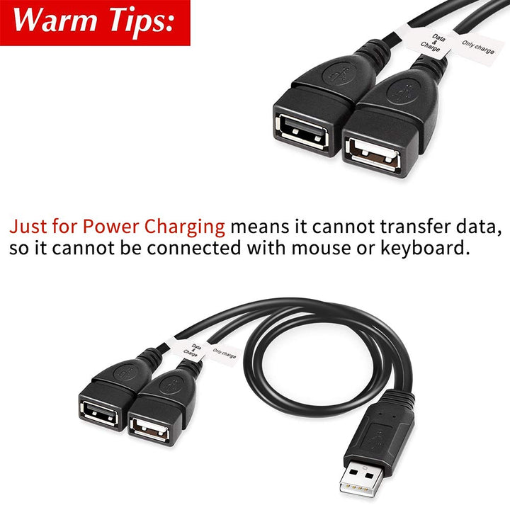 Electop USB 2.0 A Male to Dual USB Female Jack Y Splitter Charger Cable