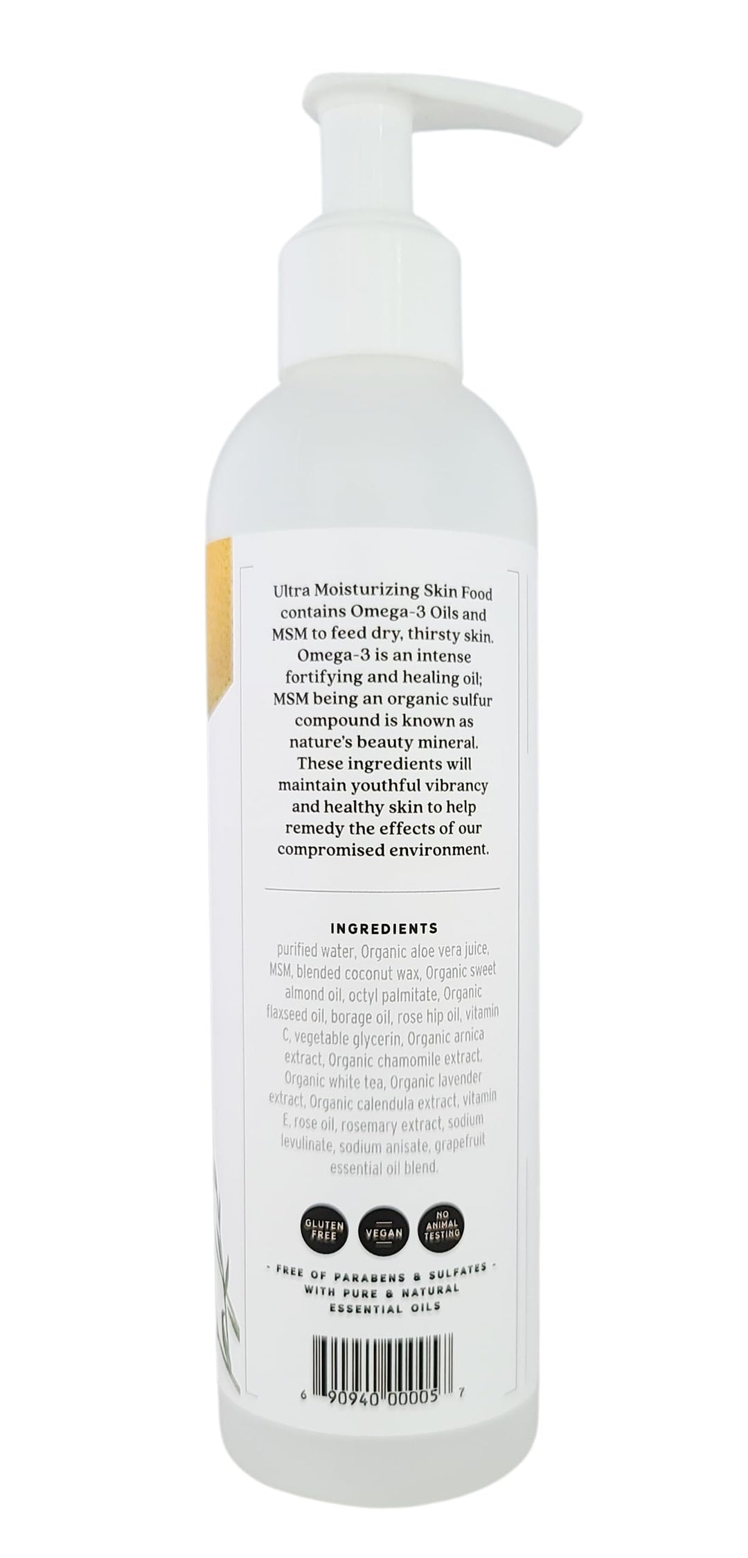 Omega-3 Body Lotion-Grapefruit Essential Oils and Organic MSM, Ultra Moisturizing, All Natural, Paraben Free, Sulfate Free 8 fl oz