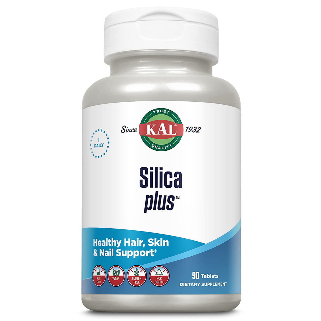 Silica Plus, Silica Gel with Horsetail Extract, Healthy Hair, Skin &amp; Nails Support, Maximum Absorption, Vibrant Hair, Glowing Skin Supplement, Vegan, Gluten Free, 90 Serv, 90 Quick Dissolve Tabs
